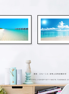 地中海风格装饰画大海蓝天风景挂画客厅卧室餐厅玄关过道墙面壁画