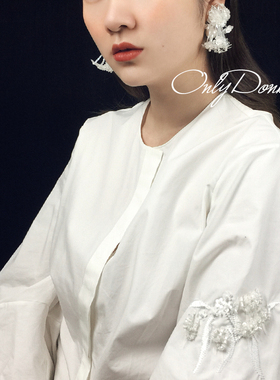 手工自制夸张花朵吊坠珍夹珍珠