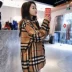 Áo len cashmere kẻ sọc nữ 2019 thu đông phiên bản Hàn Quốc của Ouyang Nana dài tay lỏng lẻo với cùng một đoạn áo dày thủy triều - Áo khoác ngắn áo ấm Áo khoác ngắn