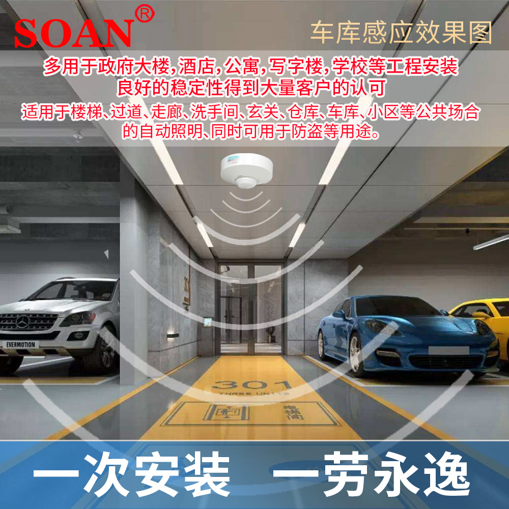 SOAN索安微波雷达感应开关人体感应开关存在感应器220V非红外线-图3