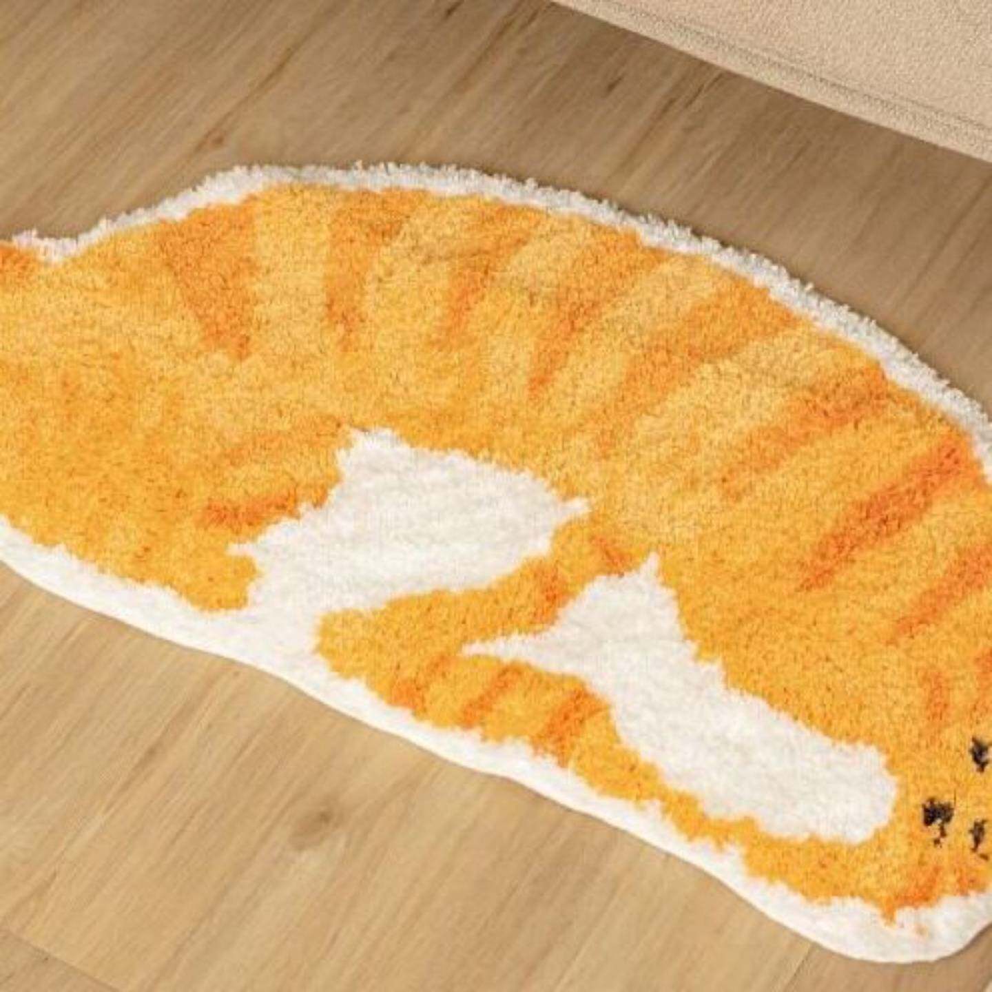 New cartoon tiger shape flocked floor mat, bathroom absorbent anti-slip mat, home bedroom bedside carpet floor mat