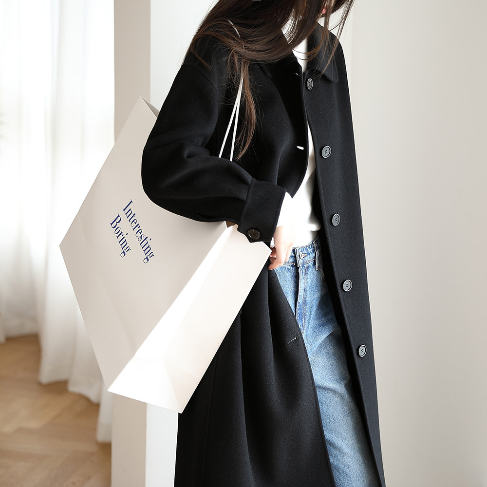 2019秋冬新款双面中长款羊绒呢大衣 嘉茱莉毛呢外套