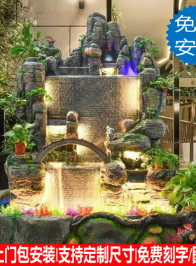 假山流水喷泉鱼池鱼缸瀑布造景室内客厅户外花园庭院水景景观摆件