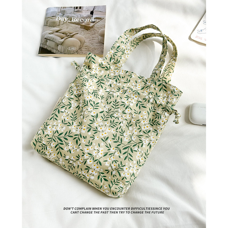 抹茶春日 2025棉布手拎包女 束口袋收纳小巧轻便春夏手提小包包,淘宝优惠券,粉丝福利购,淘宝优惠卷
