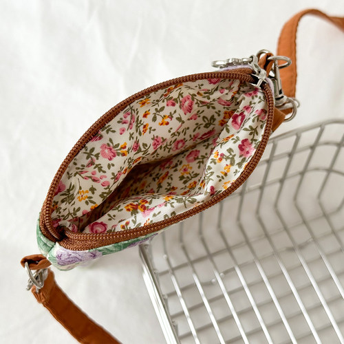 蔚蓝小狗 拉链斜跨手机包女 棉布竖款手机袋夏季休闲杂物便携收纳 - 图3