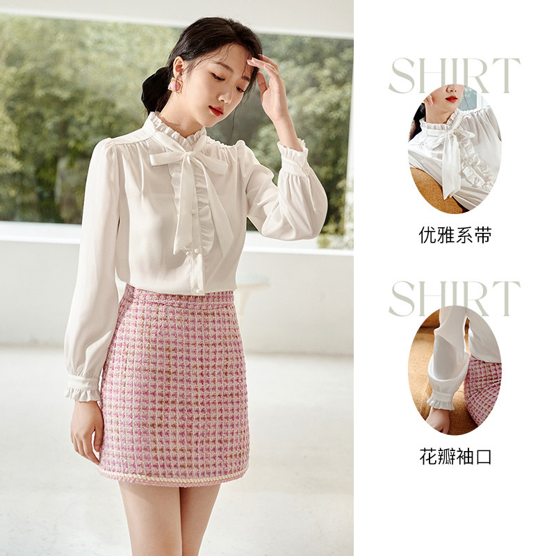 香影白色2022秋季新款气质长袖衬衫 香影衬衫