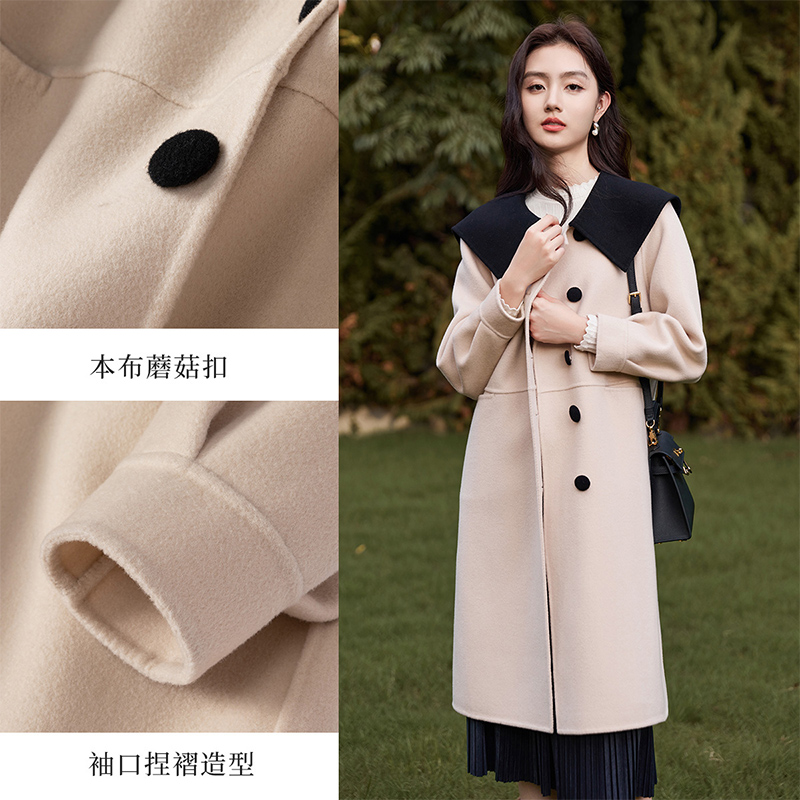 香影全羊毛双面呢大衣