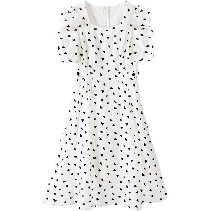 香影泡泡袖女2023夏装新款连衣裙 香影连衣裙