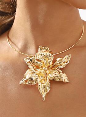 夏季新款合金花卉项圈欧美ZA同款项链女士夸张necklace