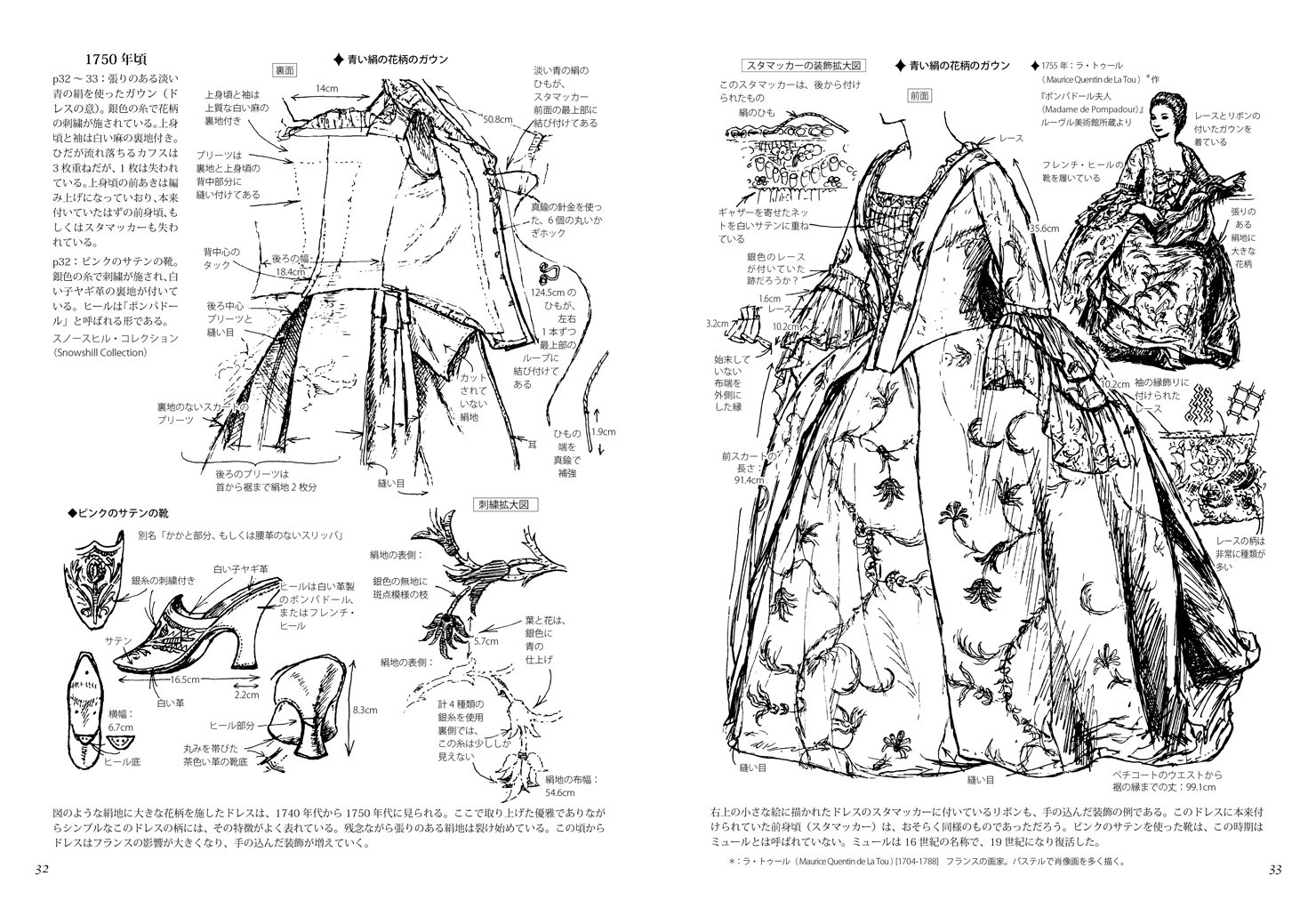 现货进口日文图解贵妇人礼服设计1730 1930年尺寸颜色花纹素材