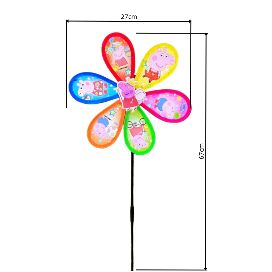 儿童双层卡通玩具活动亲子七彩公园摆地摊户外装饰旋转礼品大风车 - 图3