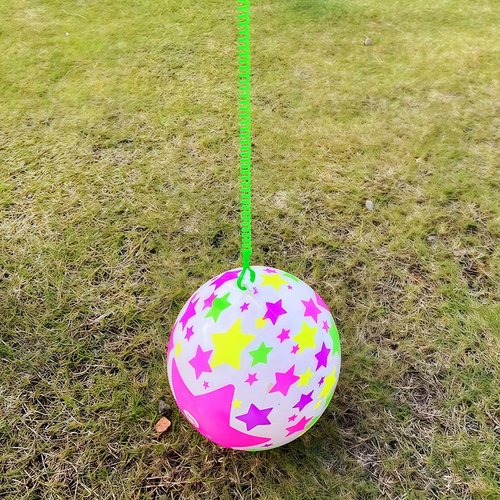 网红链子彩虹球带绳子弹力球手提充气足球儿童玩具摆摊小商品批发 - 图2