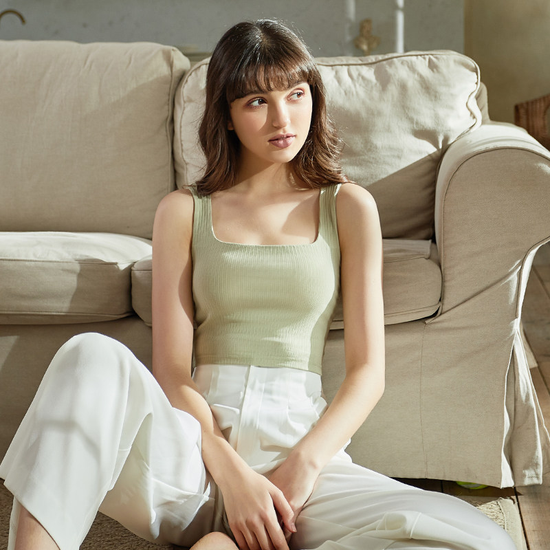 白色方领美背吊带网红一体式小背心 幸福一站抹胸