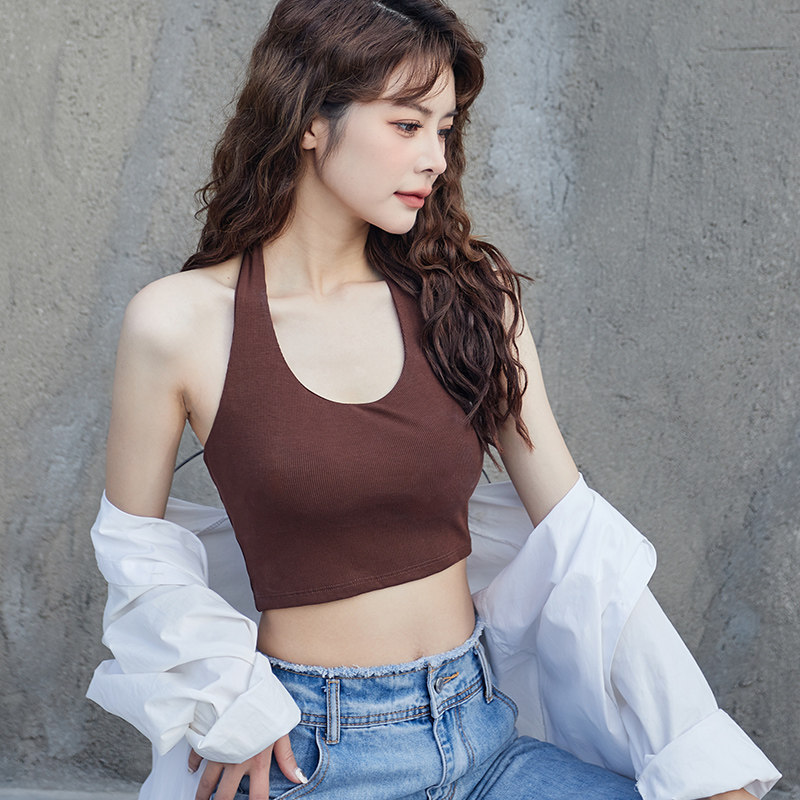 挂脖背心女外穿u领美背一体式内搭 幸福一站吊带/背心/T恤