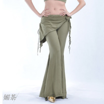 Belly Leather Dance Dress Tribal Wind Practice Pants Horn Waist Skirt Open Fork Pants Practice Pants New