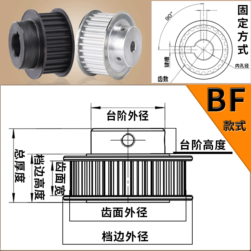 同步轮3M-30齿铝合金现货同步带轮AF/BF小皮带轮同步轮同步带套装 - 图2