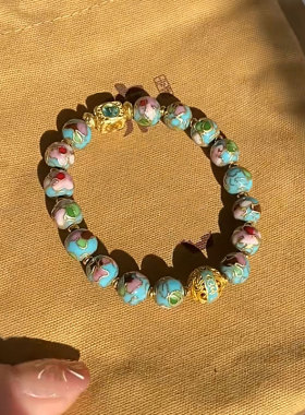 雍北京法物流通处景泰蓝掐丝珐琅手串香灰琉璃繁华万花手链节日礼