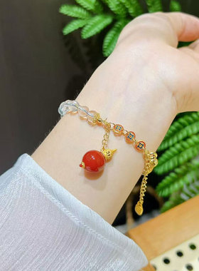 雍白水晶手串手持念珠招财转运平安健康祝福手链赵露思同款送礼物