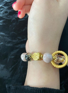 雍北京法物流通处九尾狐阿狸手串香灰琉璃瓷粉桃花运转运珠手链女