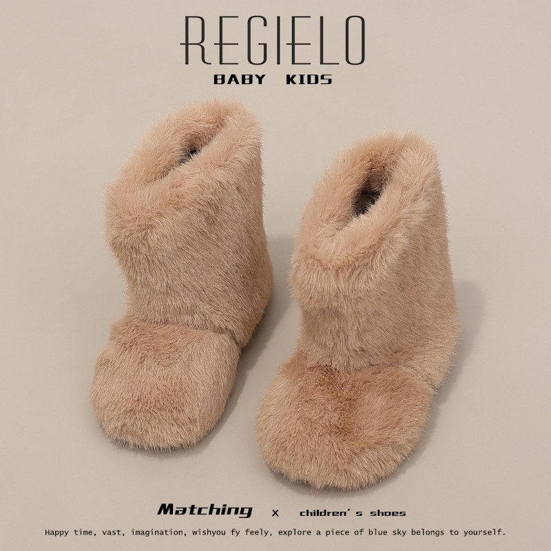 女童毛毛短靴2024冬季新款儿童靴子二棉加绒棉靴棉鞋女孩公主靴潮,淘宝优惠券,粉丝福利购,淘宝优惠卷