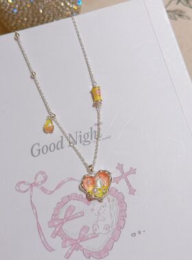 定制饰品渐变爱心花朵项链珍珠白猫眼轻奢高级感百搭精致锁骨链