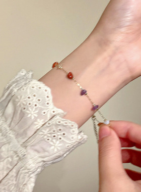 「遇见彩虹」多巴胺彩色方块石头项链夏日甜美精致百搭叠戴锁骨链