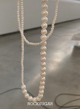 银饰多戴法长款毛衣珍珠项链