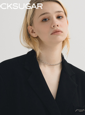 S925银粗链条圆珠拼接项链choker