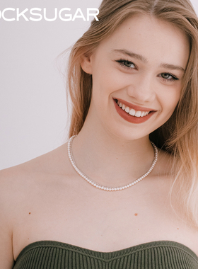 近圆形天然珍珠项链猪鼻链叠戴款