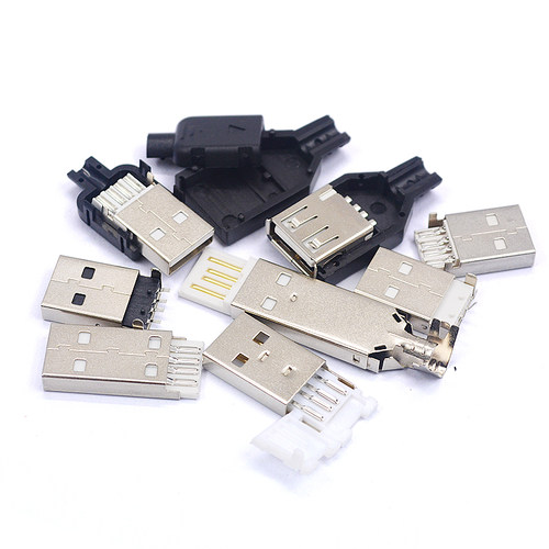 USB公头USB接口A型插头接头组合/带壳/焊线/焊板USB3.0-AM/AF接头 - 图0