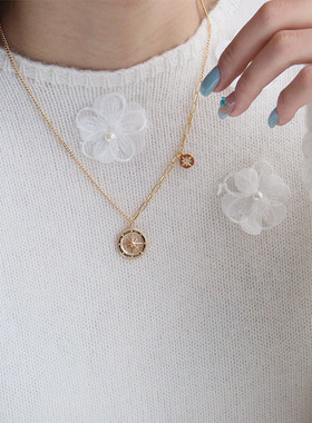 欧美简约复古时尚气质百搭镂空八芒星项链轻奢小众高级感锁骨链女