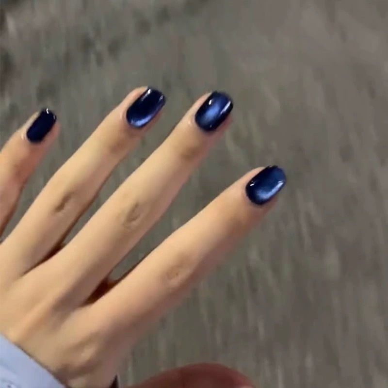 Lilynail秋冬美拉德琥珀棕猫眼手工穿戴甲高级感美甲贴短款指甲贴 - 图3