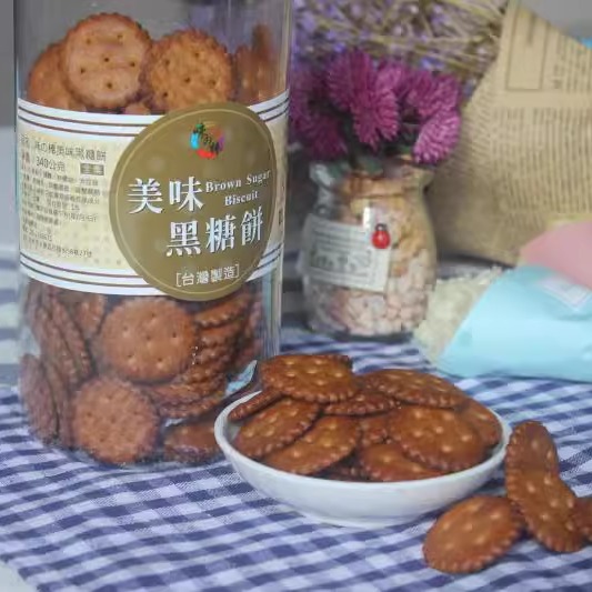 台湾味之棒美味黑糖饼干酥脆爽口焦糖饼好吃不停340g*2罐一组包邮 - 图0