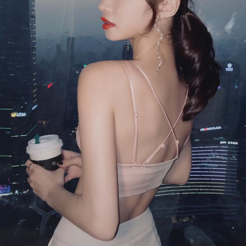 前扣文胸小胸聚拢无钢圈胸罩显大性感蕾丝内衣女美背bra细肩带 - 图0