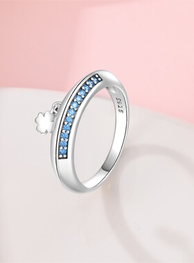 炫彩U形戒指闪亮锆石S925银指环