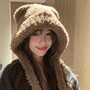 Upgraded thickened plush bear ear hat