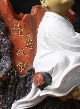 tqj中式风书房办公桌树脂小沙弥