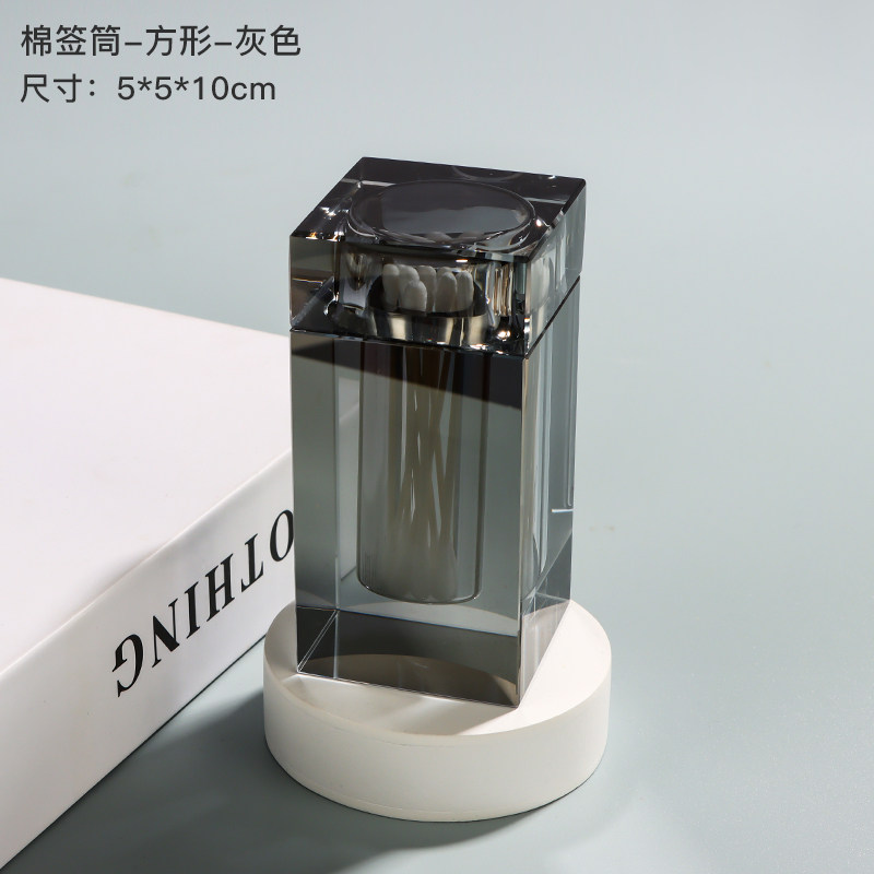 方形水晶棉签筒实用水晶玻璃棉签罐透明棉签收纳盒化妆盒酒店用品,淘宝优惠券,粉丝福利购,淘宝优惠卷