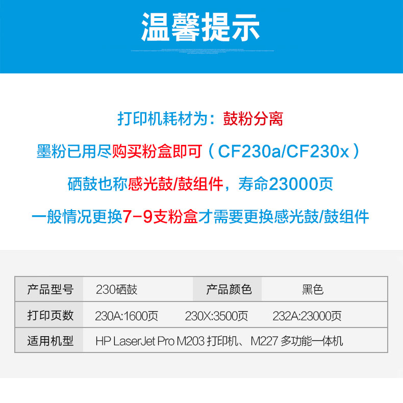 HP惠普原装30A粉盒CF230A硒鼓CF232AM203dn M203dw M227fdw M227s - 图2