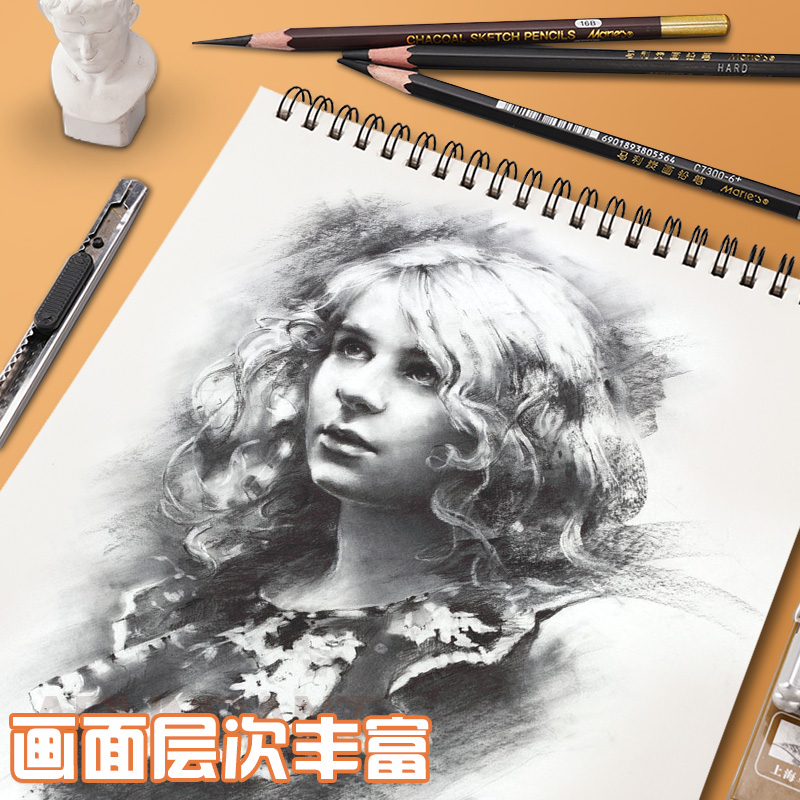 马利炭笔美术生专用碳笔素描铅笔软碳特软绘画碳铅速写16b14b硬中 - 图3