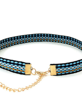 欧美颈链古风项链简约复古七彩