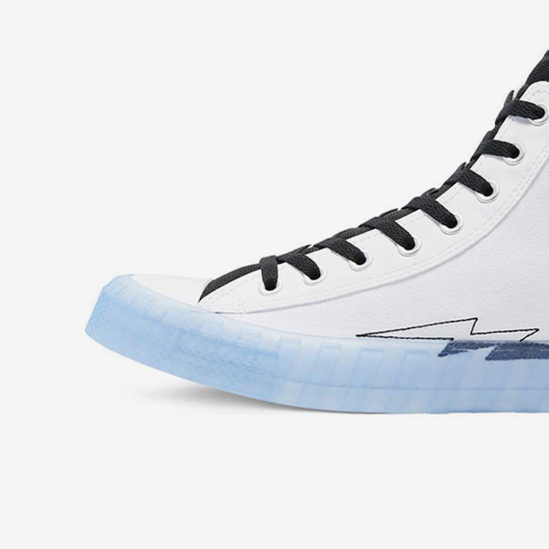 Converse匡威 白蓝撞色透明底刺绣轻便舒适高帮休闲帆布鞋169468C,淘宝优惠券,粉丝福利购,淘宝优惠卷
