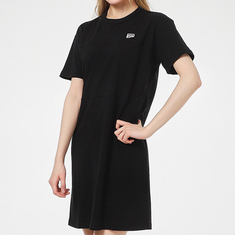 PUMA/彪马正品2021夏季女子圆领舒适休闲运动短袖连衣裙531494-01 - 图0