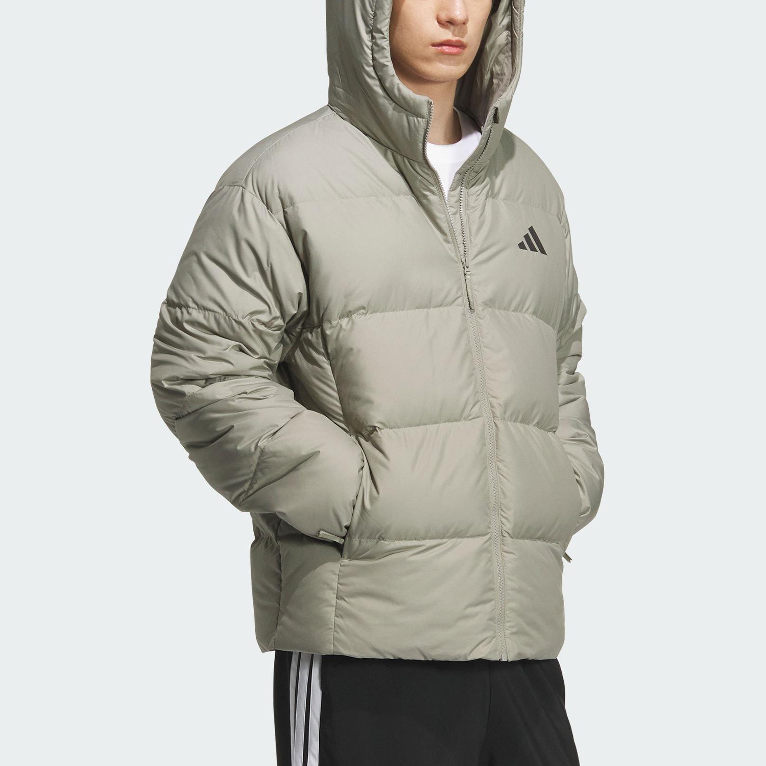 Adidas/阿迪达斯正品2025男士户外连帽日常运动羽绒服KC2479 - 图0