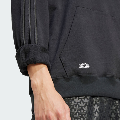 Adidas/阿迪达斯正品HOODIE SNAP男士宽松运动连帽卫衣IY2274 - 图2