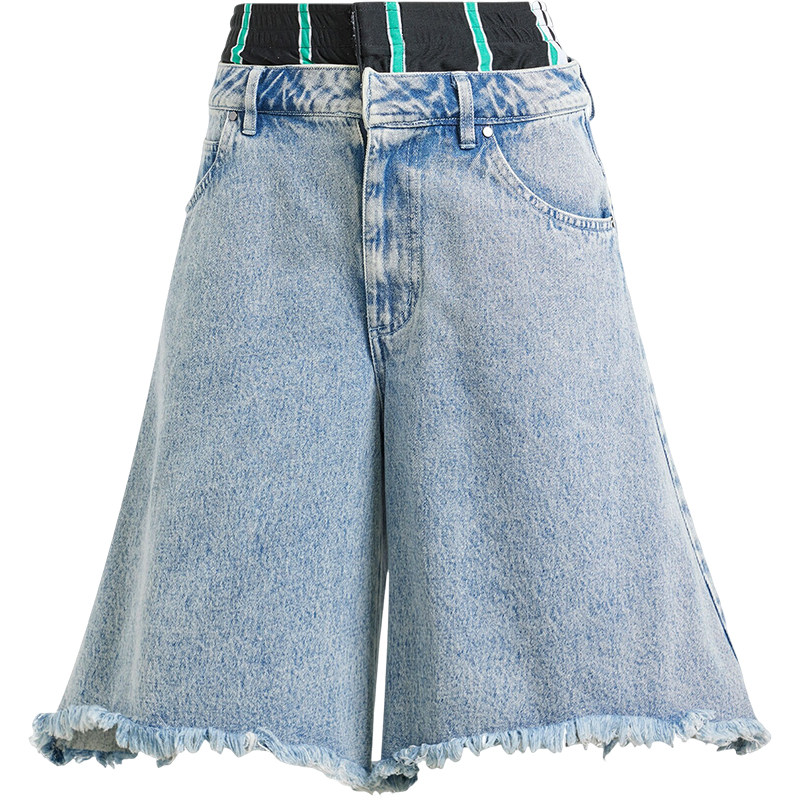 Adidas/阿迪达斯正品三叶草女士牛仔阔腿休闲运动短裤IU2470,淘宝优惠券,粉丝福利购,淘宝优惠卷