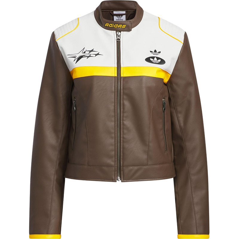 Adidas/阿迪达斯正品三叶草仿皮女士经典机车服赛车服外套JM8024 - 图3