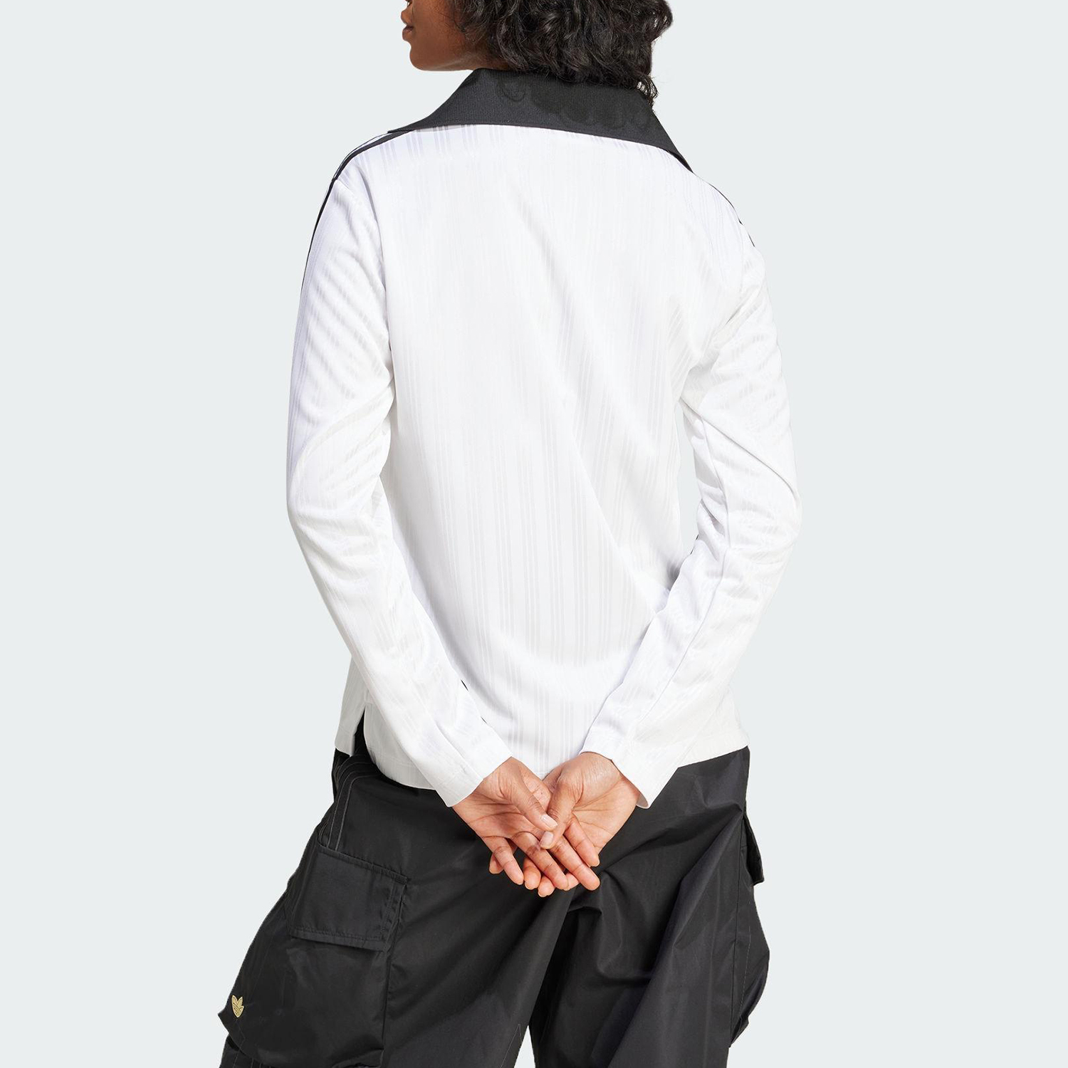 Adidas/阿迪达斯正品三叶草女士刺绣经典运动休闲翻领长袖JD2605 - 图0