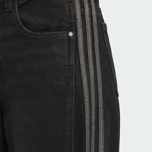 Adidas/阿迪达斯正品经典女士三条纹宽松休闲牛仔长裤JX6865 - 图2