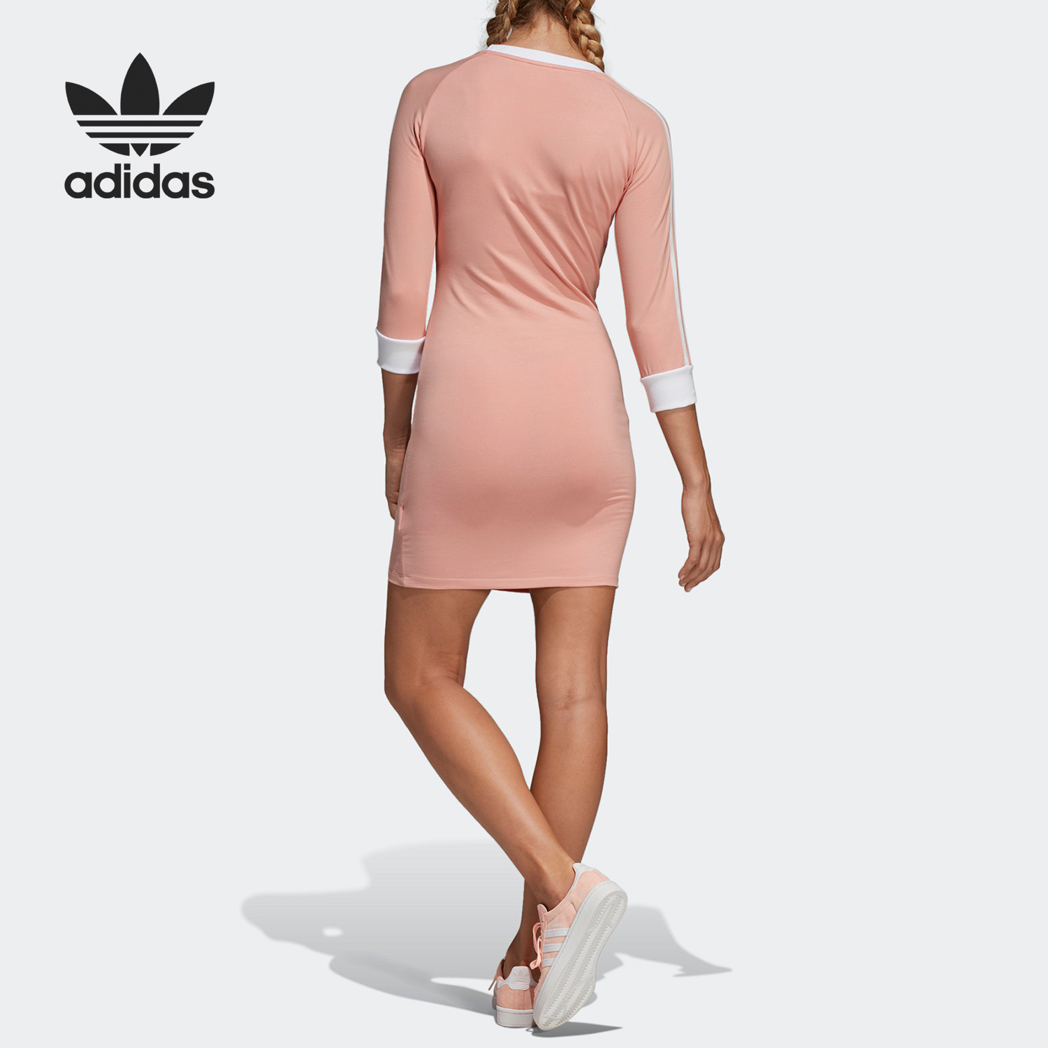 Adidas/阿迪达斯正品三叶草女子运动休闲修身连衣裙 DV2565 - 图0